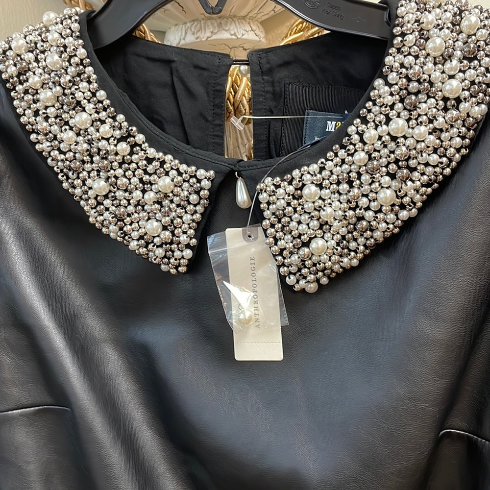 New Women’s Maeve Faux Leather Puff-Sleeve Blouse By Anthropologie!!🔥🔥🔥 - Picture 10 of 16